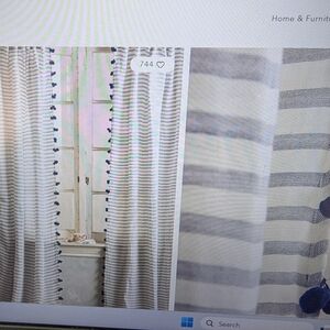 Striped Curtain with Blue Accents